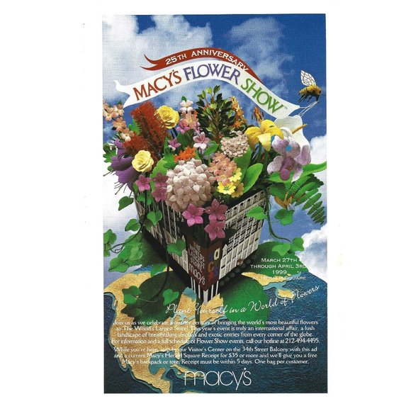Macy's Flower Show 25th Anniversary World of Flowers 1990s Vintage Print Ad - Picture 1 of 2